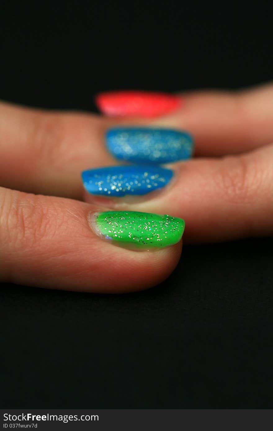 Artificial fingernail with airbrush pattern. Artificial fingernail with airbrush pattern