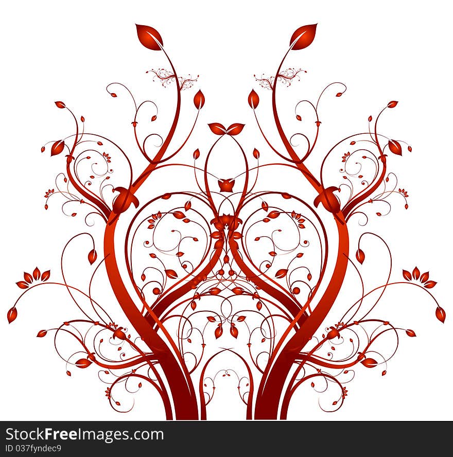 Floral red and white abstract ornate background. Floral red and white abstract ornate background