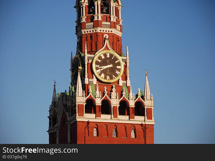 This is one of Moscow Kremlin towers. Veiw from the Red Square. This is one of Moscow Kremlin towers. Veiw from the Red Square.