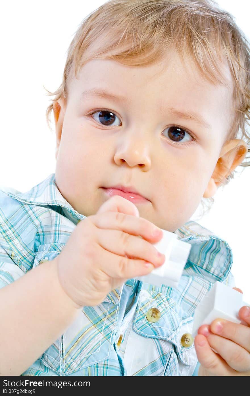 Emotion Happy Cute Baby Boy over white