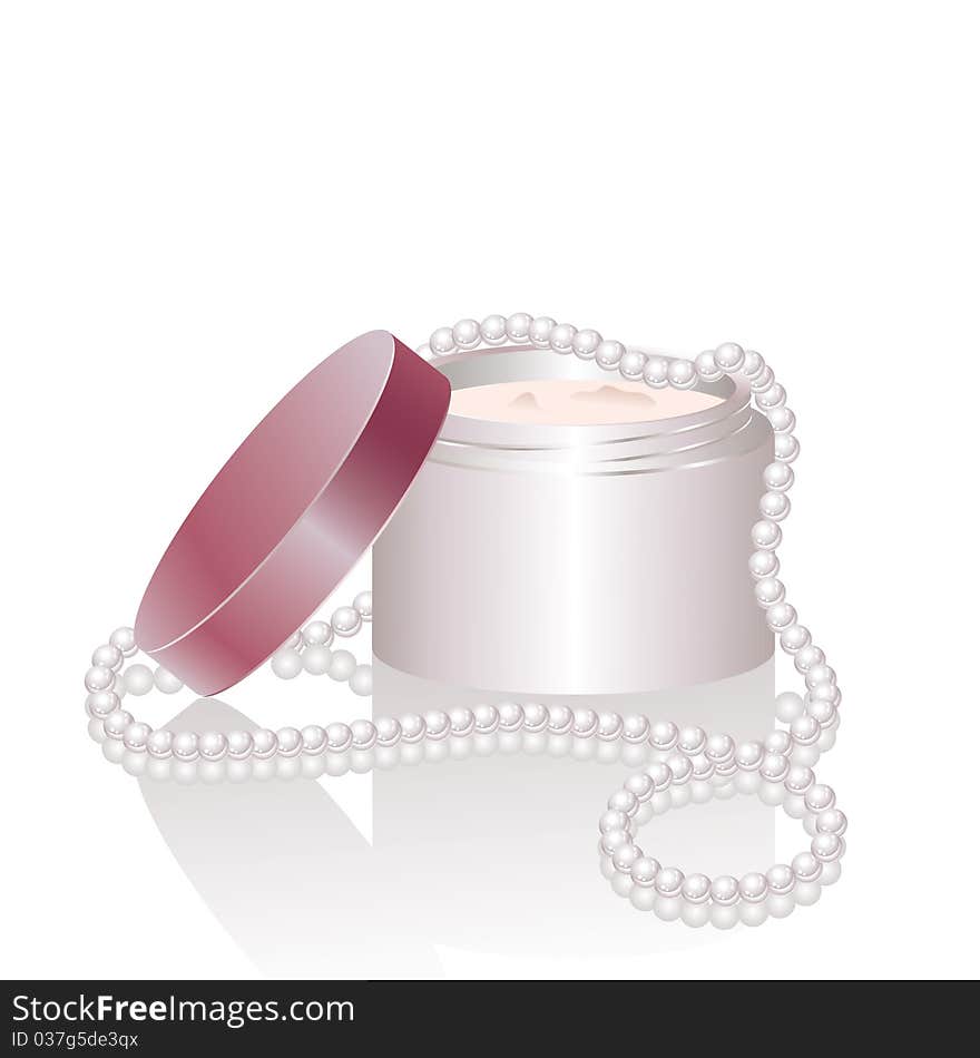 Cream jar and pearl necklace