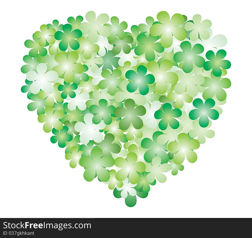 Green floral from heart; Vector