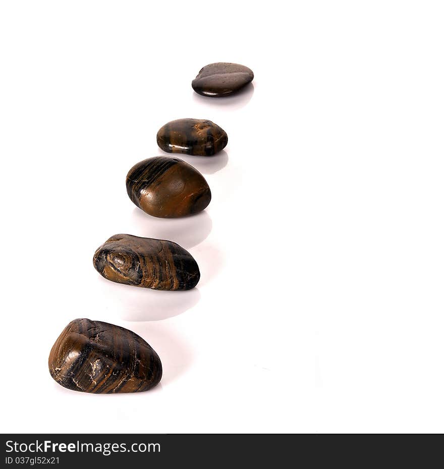 Five pebbles in a row