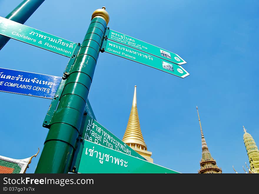 Direction Sign For Traveler In Buddha Temple