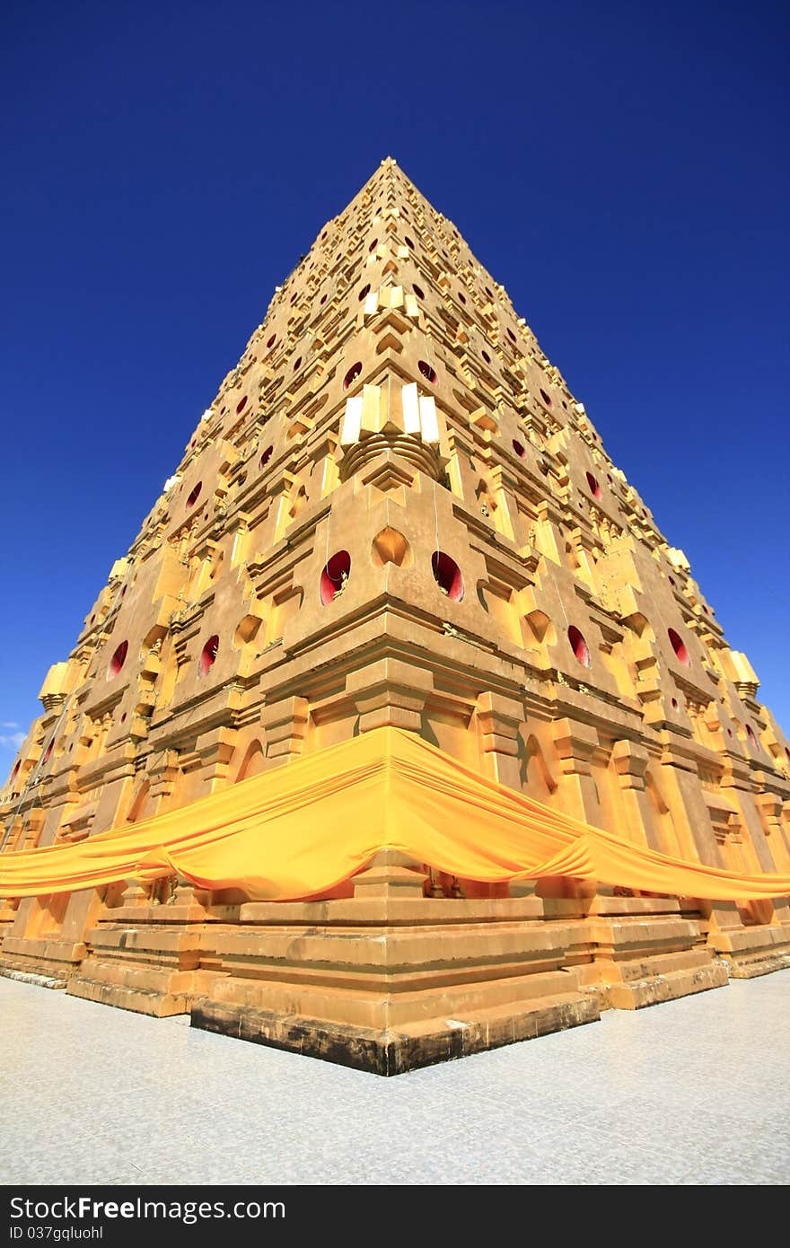 Golden pagoda in Thailnad with clear sky. Golden pagoda in Thailnad with clear sky