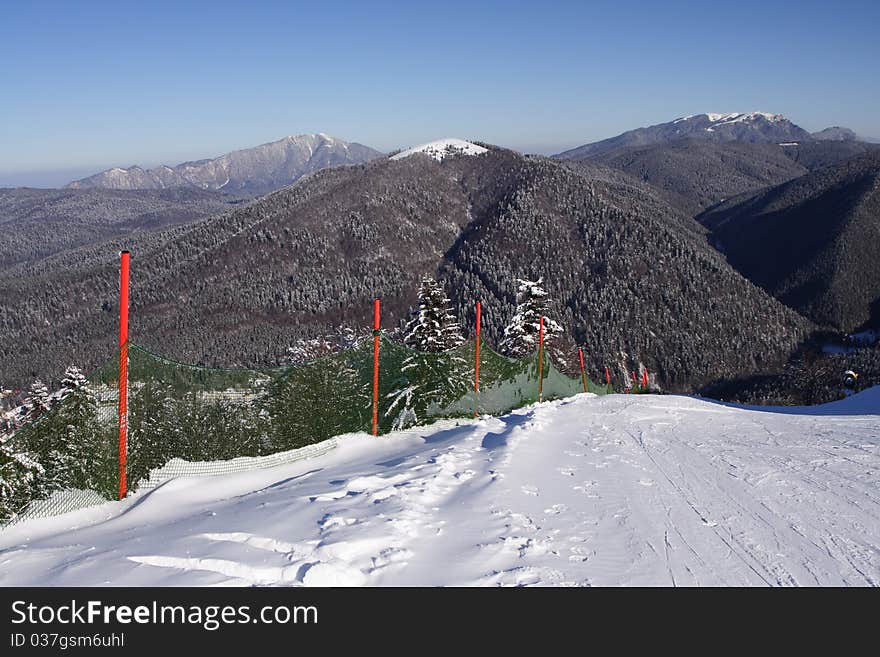 General view of a ski slope. General view of a ski slope