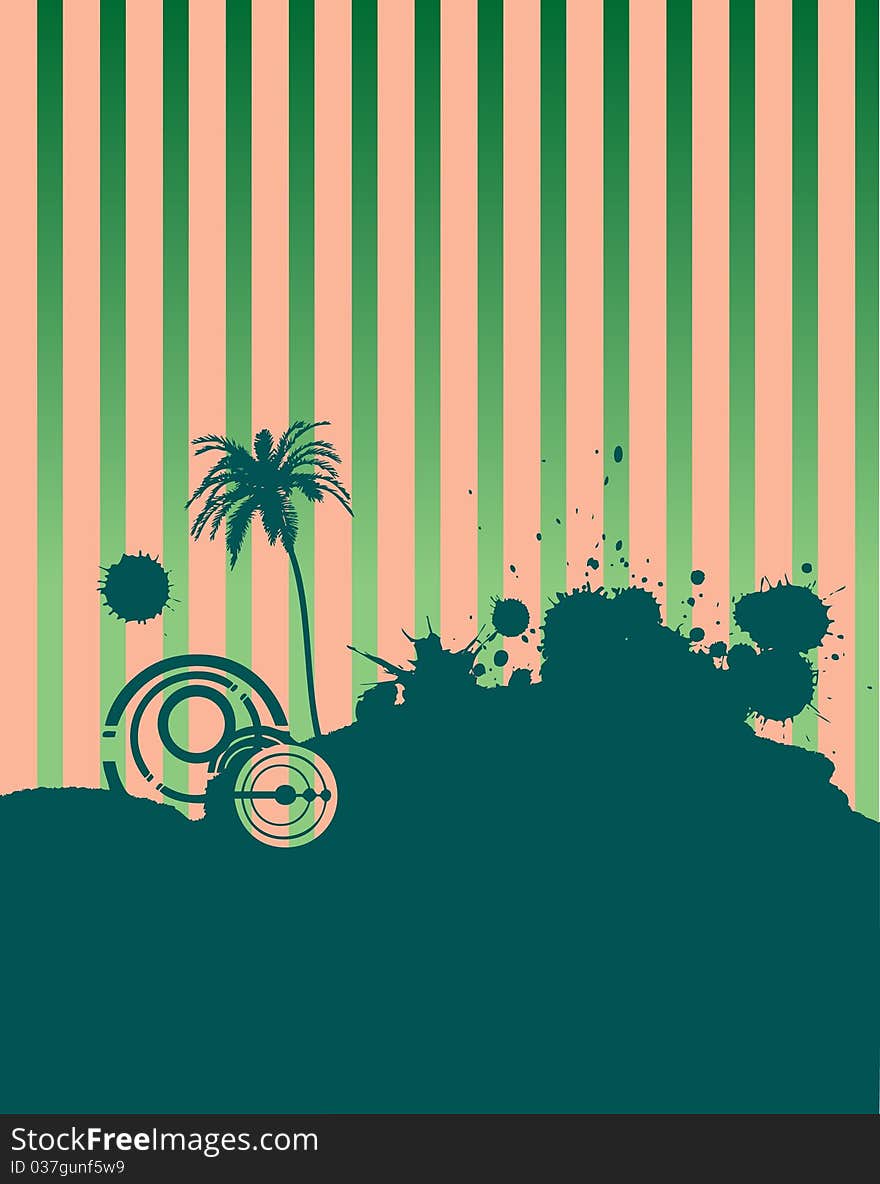 Abstract background with splash and palm