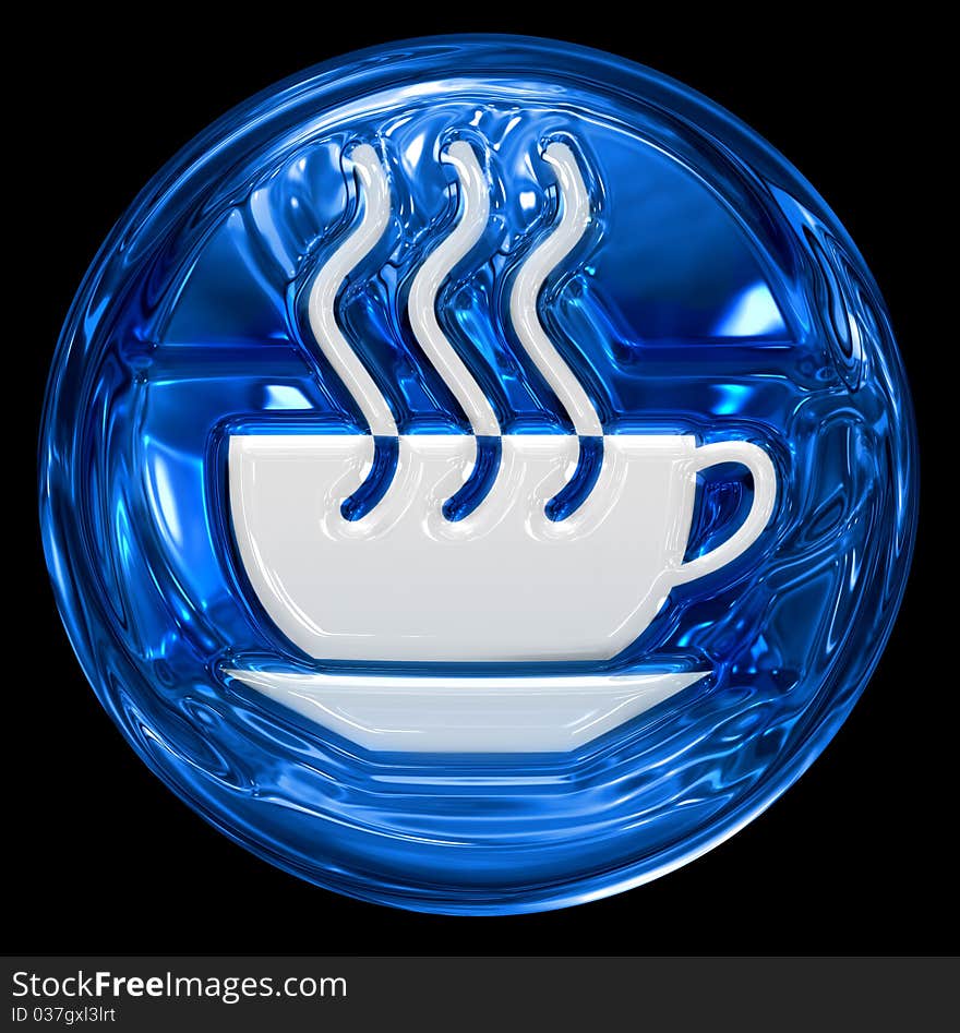 Coffee cup icon blue.