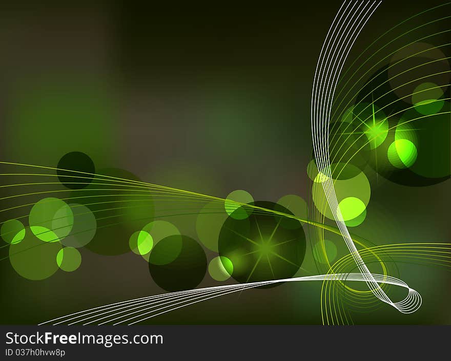 Abstract green background with circles and lines. Abstract green background with circles and lines