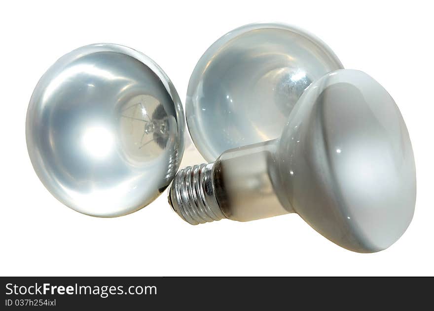 Three electric lamps of an incandescence isolated on a white background. Three electric lamps of an incandescence isolated on a white background