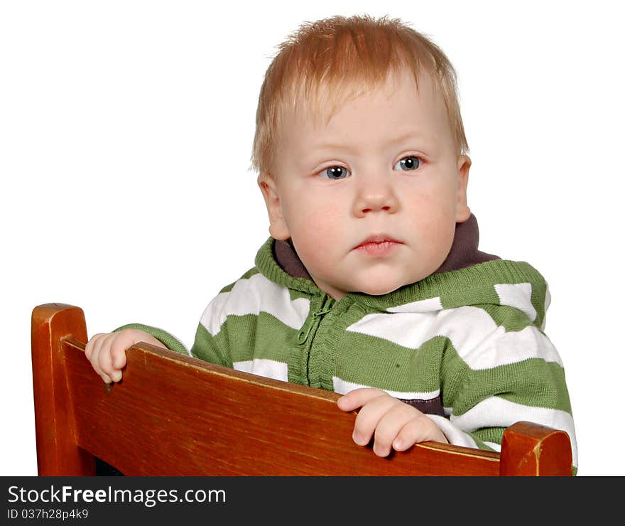 Portrait little boy isolated on white background