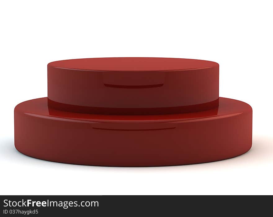 3d rendered of red pedestal on white background