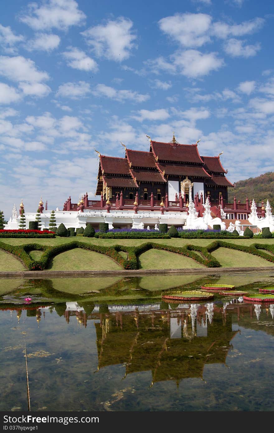 Temple on blue sky background in thailand