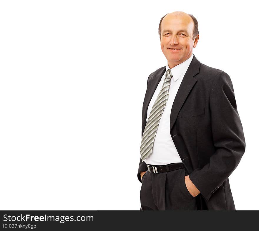 Business man standing isolated on white