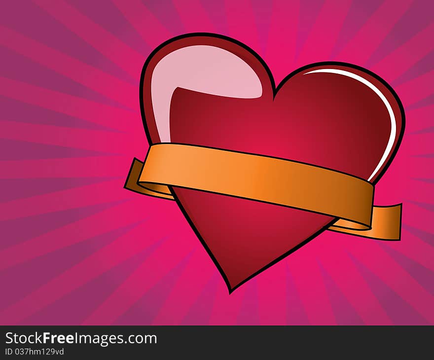 Valentine Day Background With Heart And Ribbon