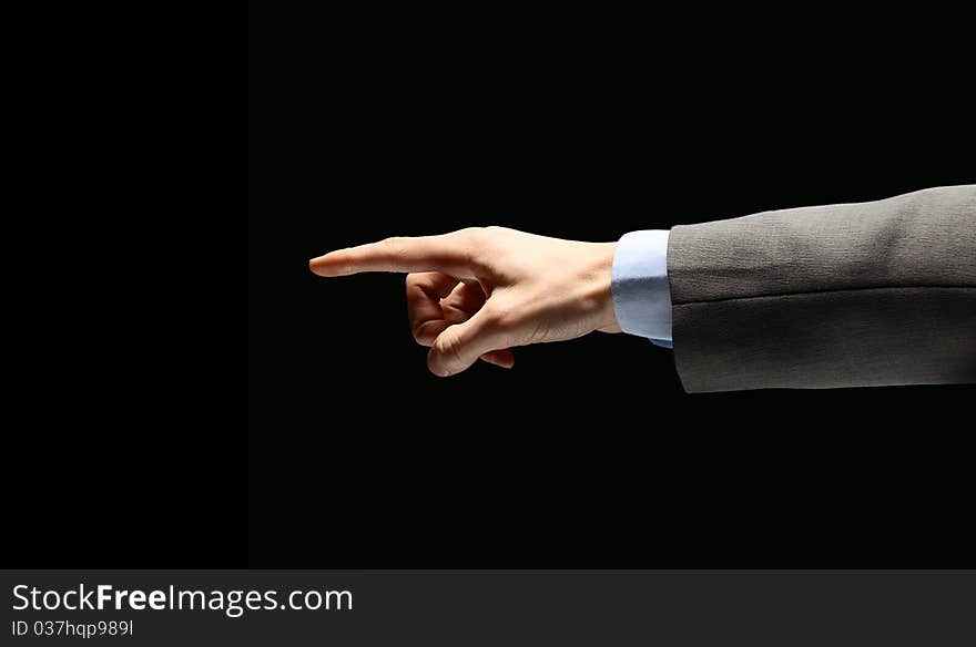 Poiniting businessman hand