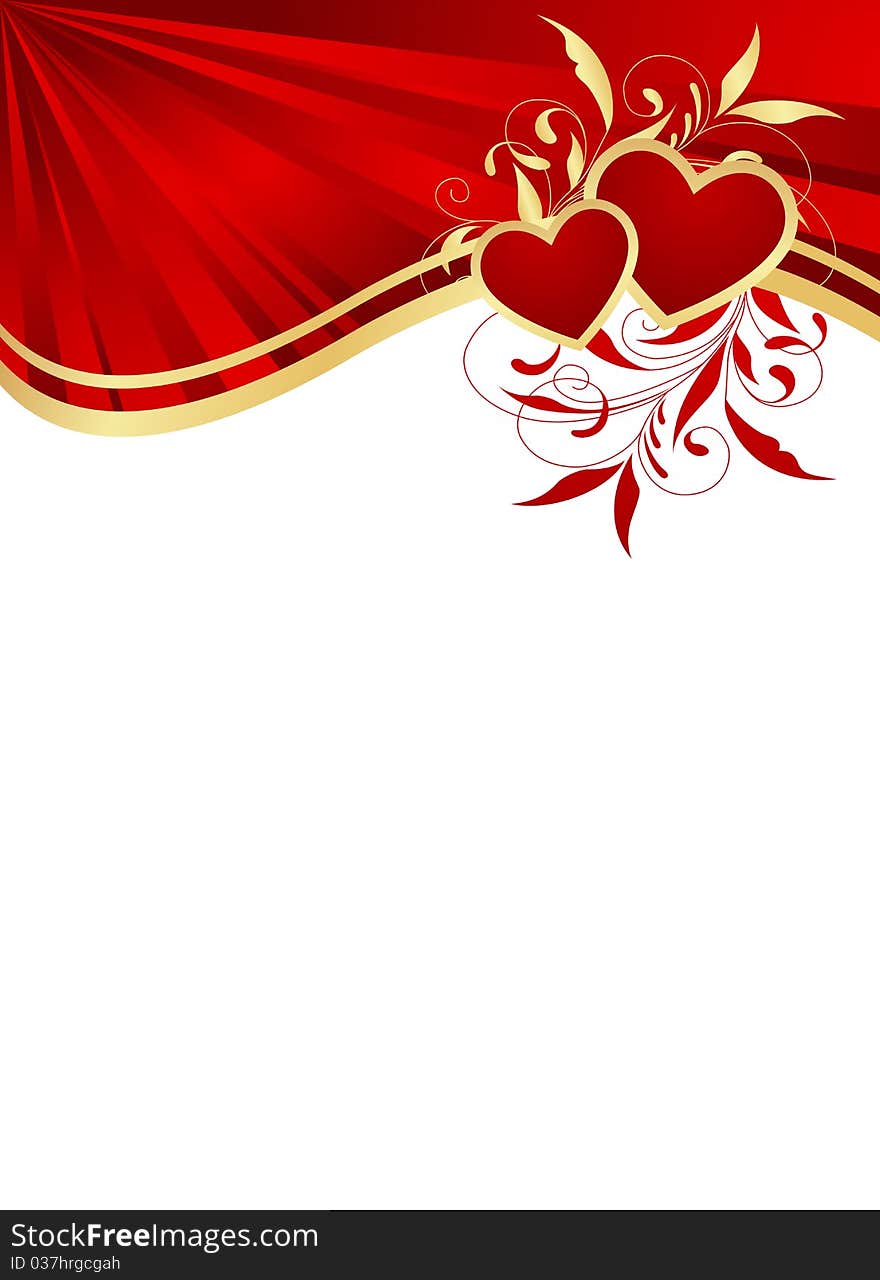 Red hearts with floral decoration. Vector illustration. Red hearts with floral decoration. Vector illustration.