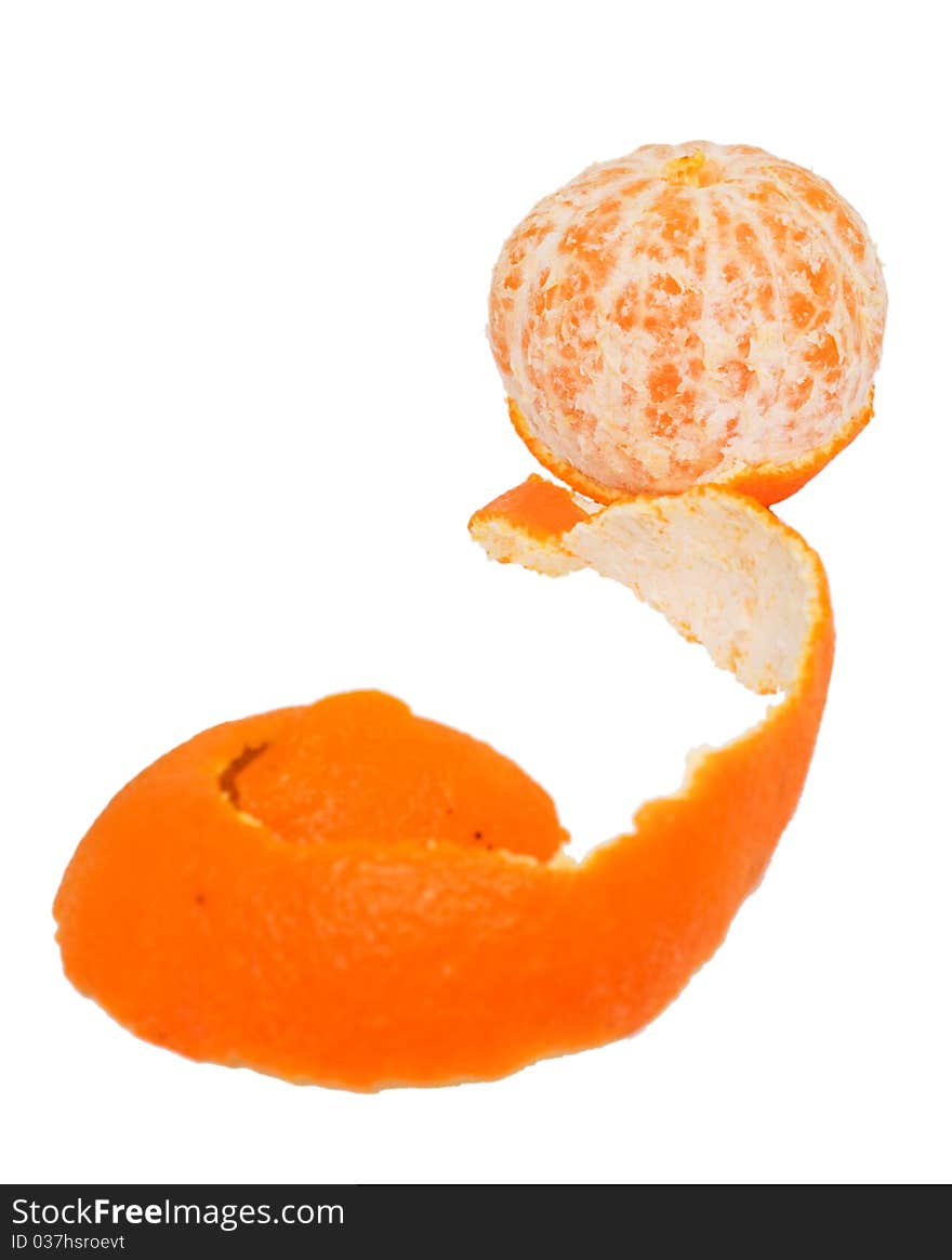 Peeled Tangerines On A White Background