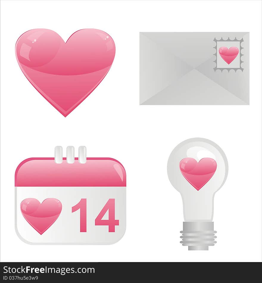 set of 4 st. valentine's day icons