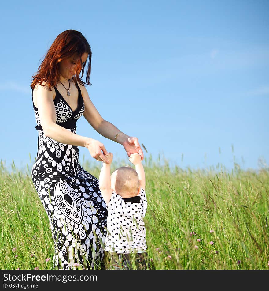 Family picnic mother and child