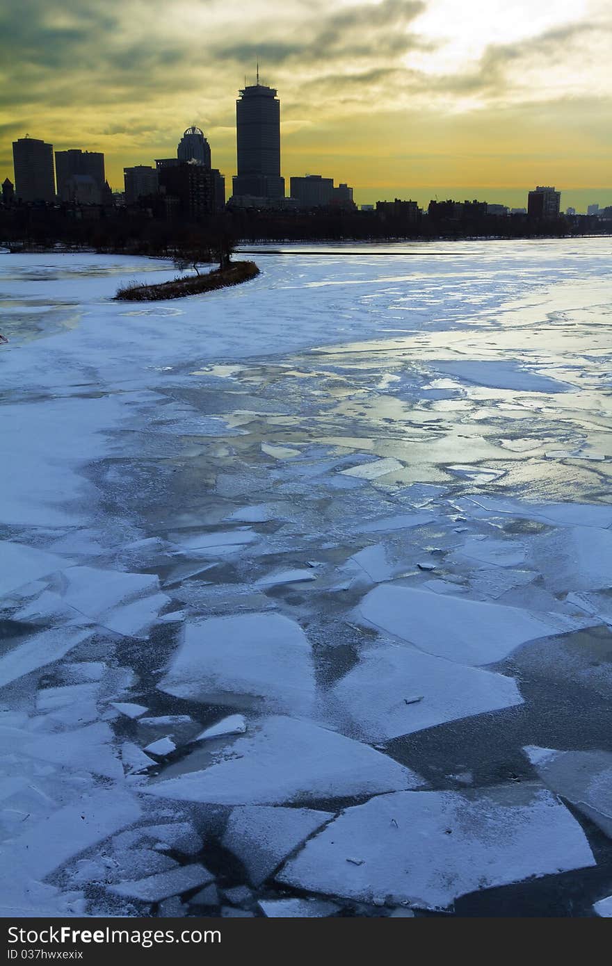 View of Boston in Massachusetts in the winter season.