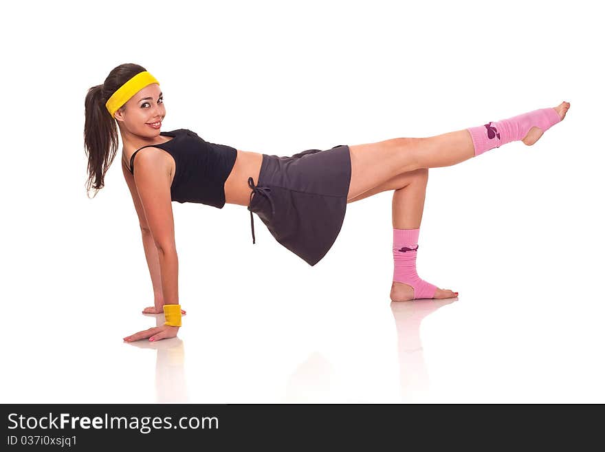 Young girl doing exercises