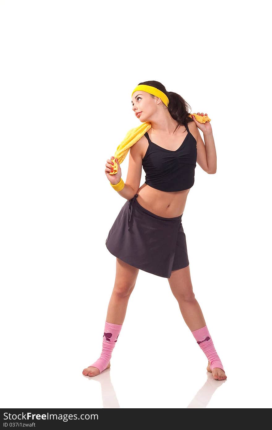 Young Girl Posing To The Camera With A Towel