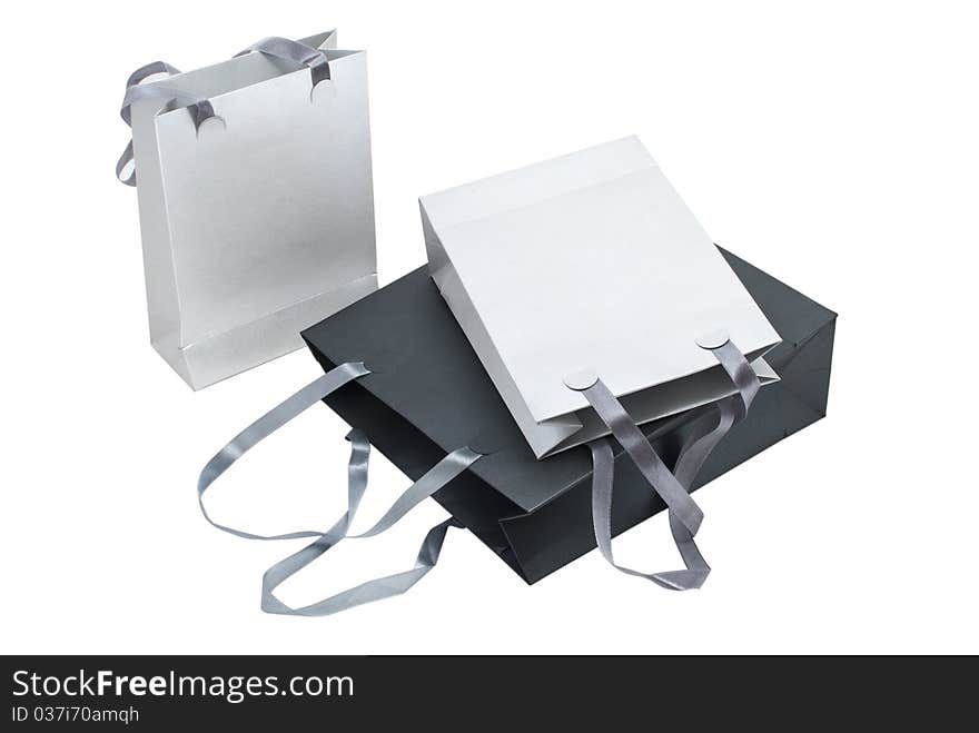 Three gray package on a white background