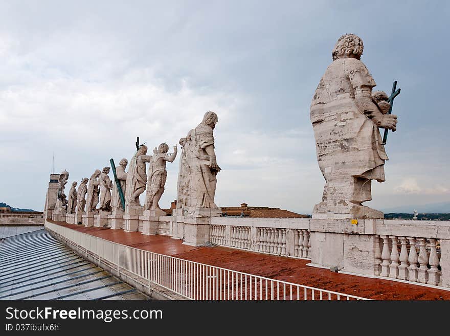 Statues At The St. Peter S Basilica