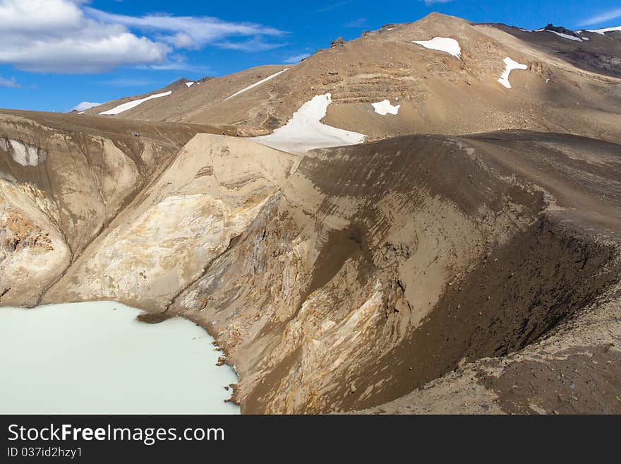 Big and deep geothermal lake Vitio near Askja - Iceland. Big and deep geothermal lake Vitio near Askja - Iceland