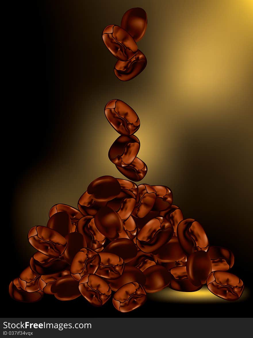 Coffee beans with a dark background