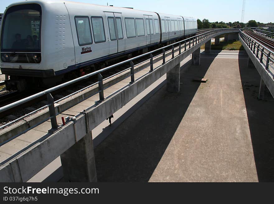 The metro line in Copenhagen - Denmark. The metro line in Copenhagen - Denmark