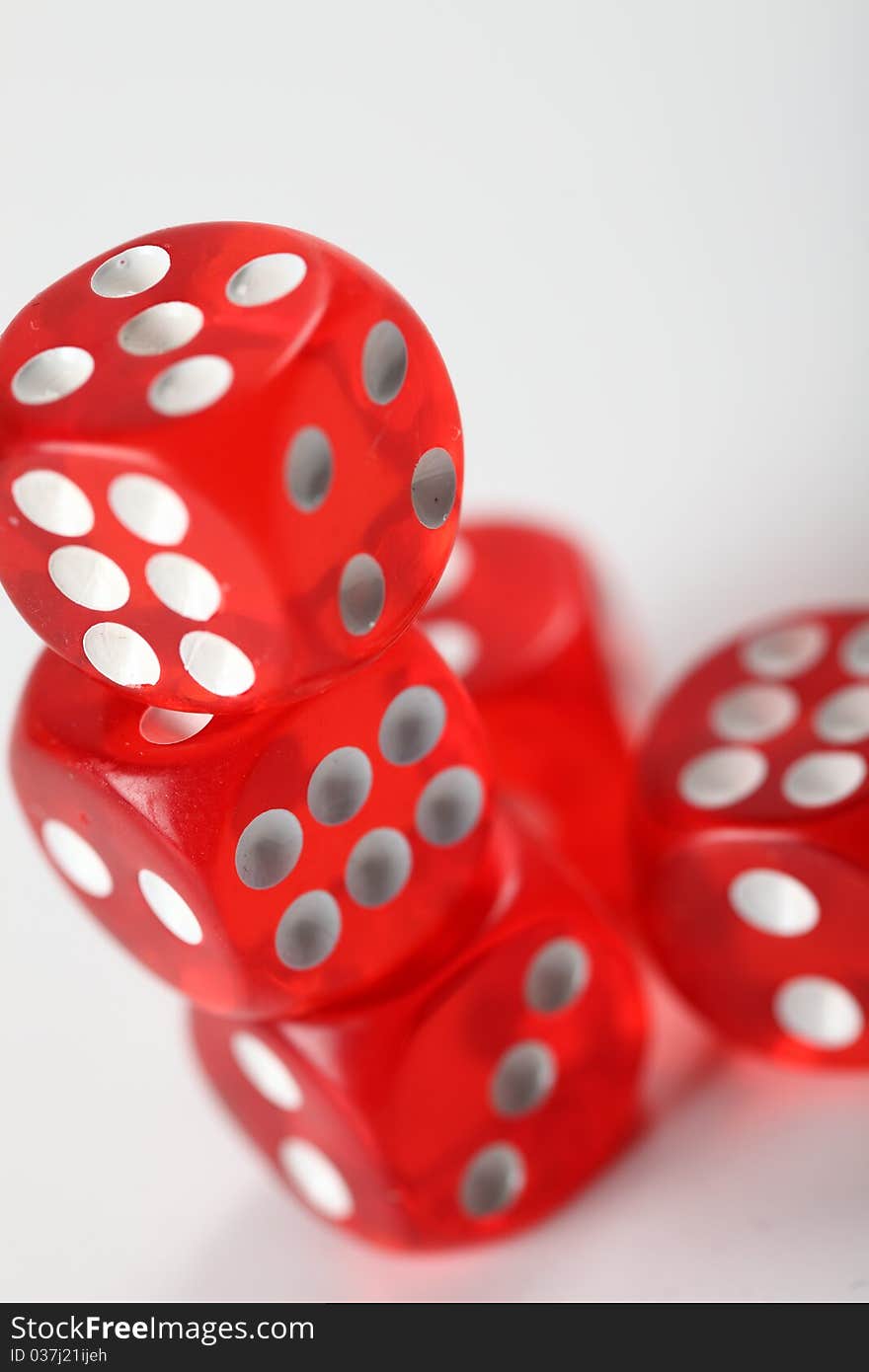 Red dice on a white background. Red dice on a white background