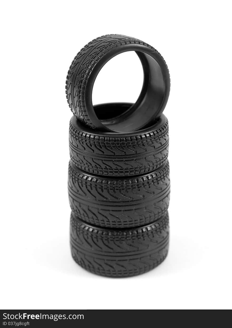 Low profile tires isolated on white background