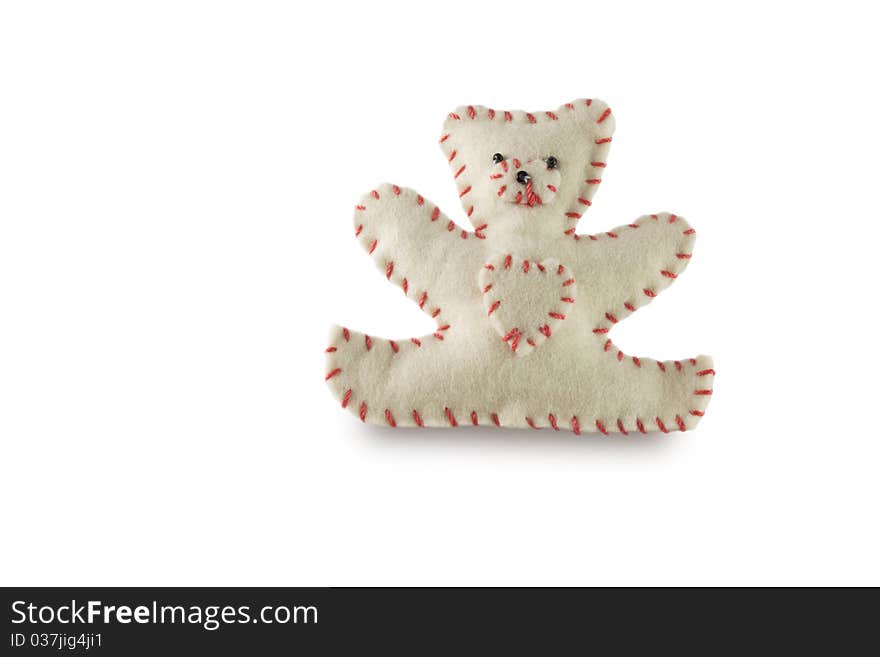 Cute congratulatory bear on a white background