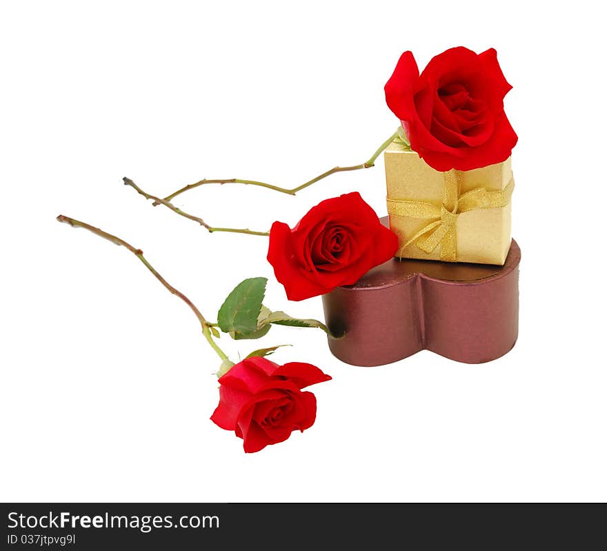 A gift box and red rose