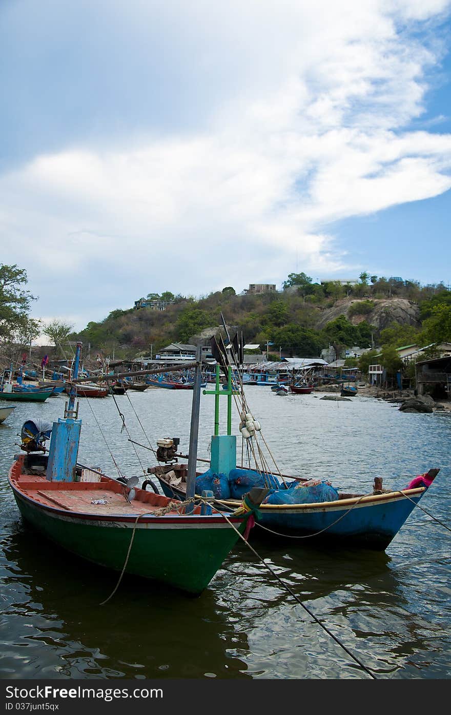 A fishing boat at the village. A fishing boat at the village