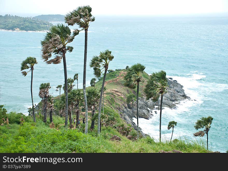 Phromthep peninsula in windy day