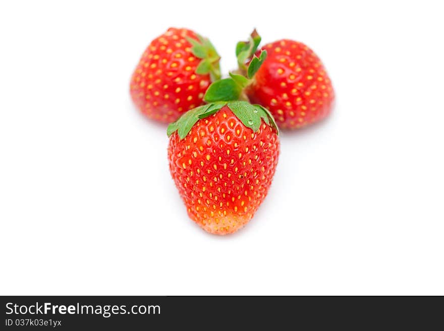 Beautiful strawberries isolated on white, a close-up