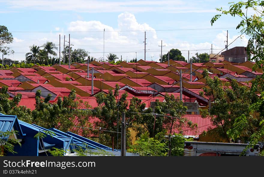 Urban housing with red colored roofs. Urban housing with red colored roofs