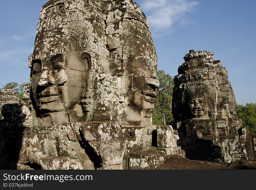 A bayon face at Angkor, Siem Reap, Cambodia. A bayon face at Angkor, Siem Reap, Cambodia.