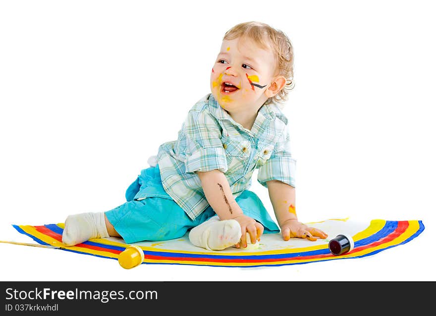 Beautiful Baby Covered In Bright Paint