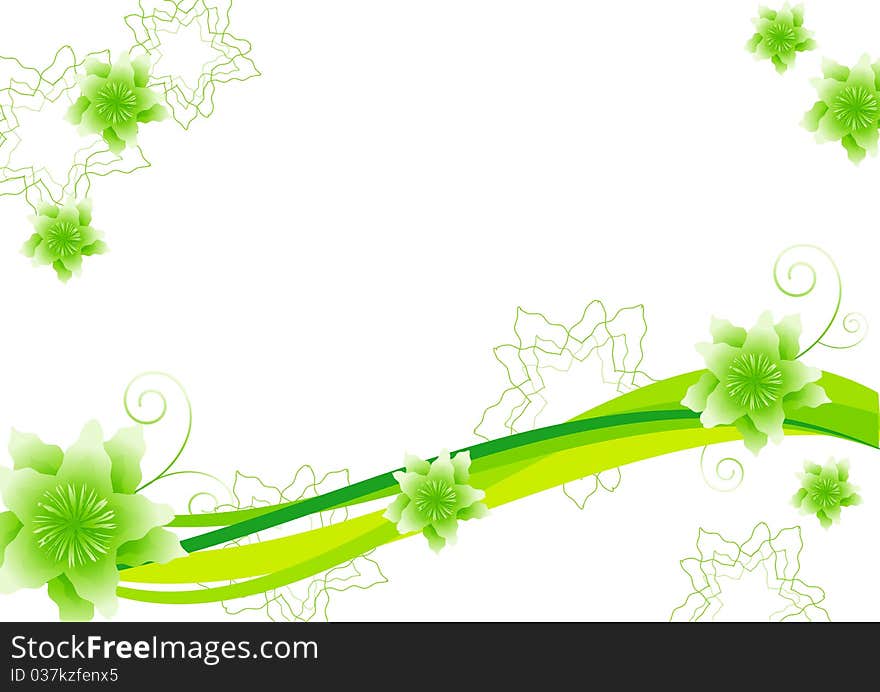 Abstract green floral background. Vector.