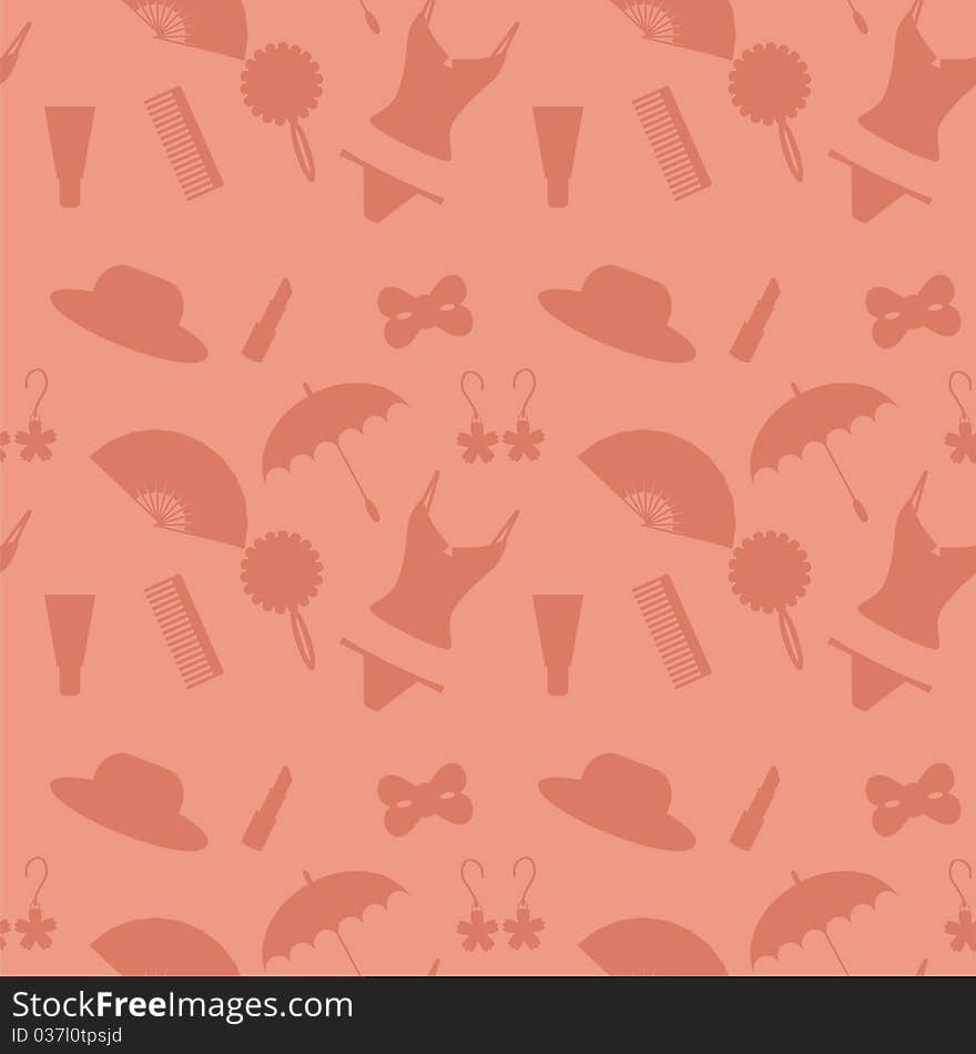 Seamless background with lady objects