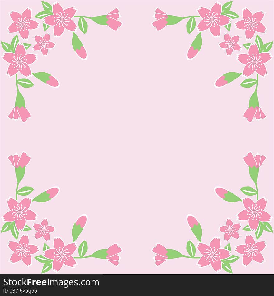 Flower frame on pink background