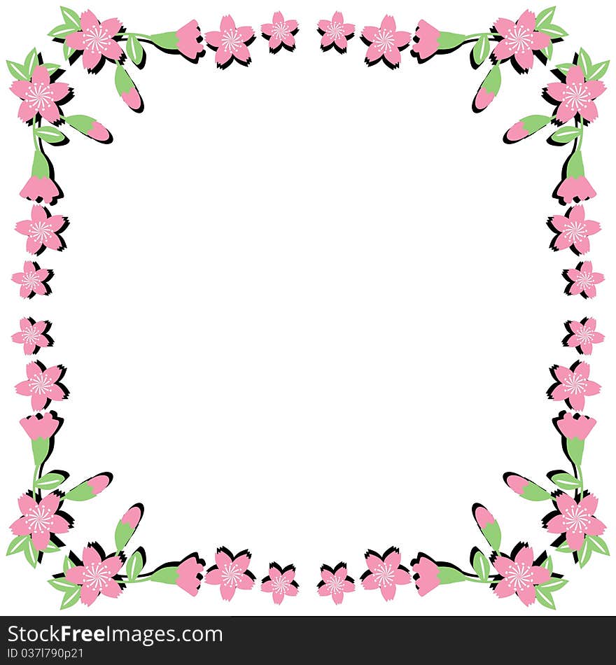 Flower frame on white background