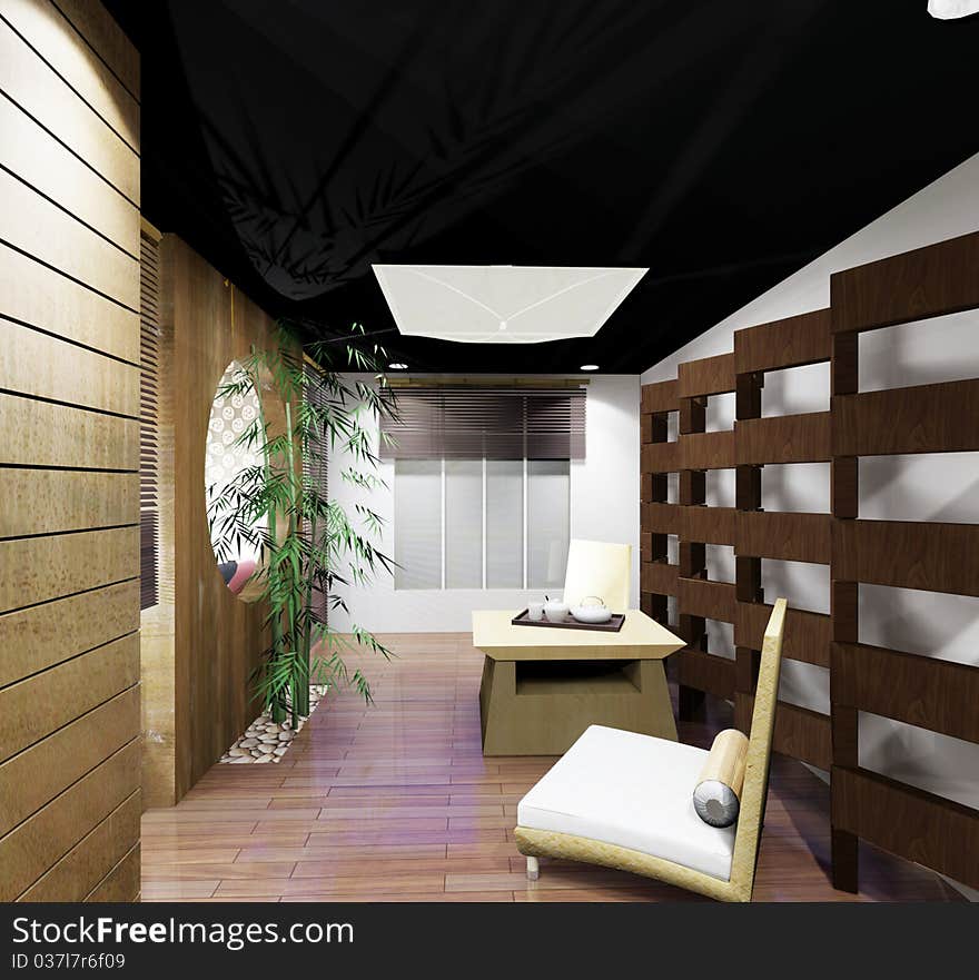 The 3D rendering the private office. The 3D rendering the private office