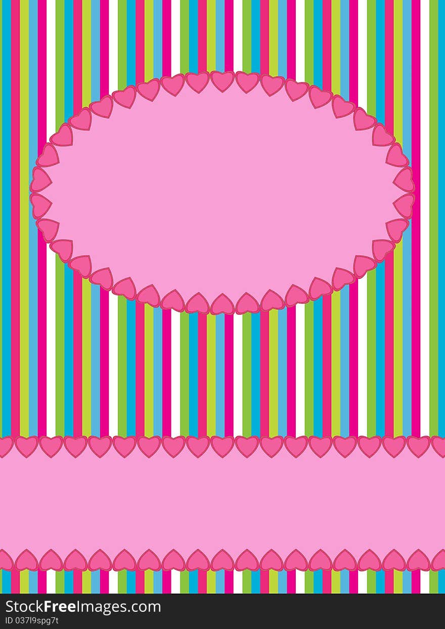 Greeting card on striped background