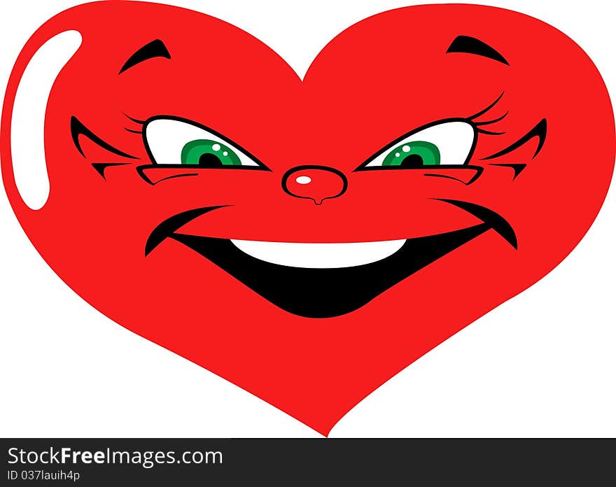 Evil smiling heart. Vector illustration.