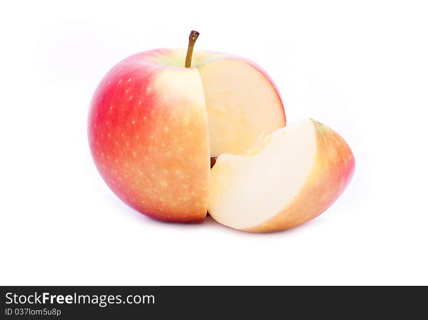 Sliced red apple isolated on white